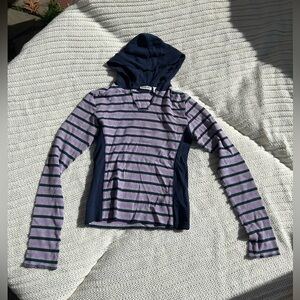 Navy & Purple Striped Long Sleeve / Hoodie, Size M